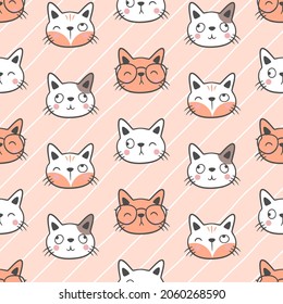 Cute cat seamless pattern background, Cute seamless cat pattern design