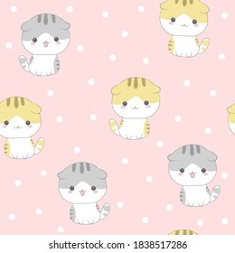 Cute cat seamless pattern. Seamless pattern can be used for wallpapers, pattern fills, surface textures