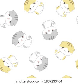 Cute cat seamless pattern. Seamless pattern can be used for wallpapers, pattern fills, surface textures