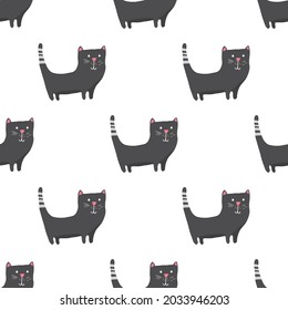 Nahtloses Muster für Kätzchen. Cartoon-Katzen-Hintergrund-Design, Vektorgrafik