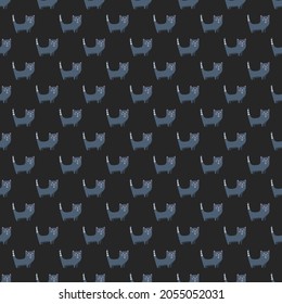 Cute cat seamless pattern. Cartoon cats background design, vector illustration