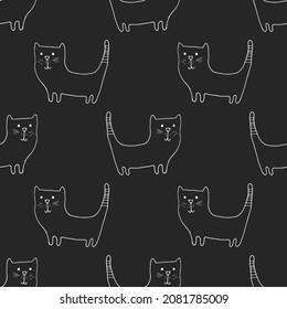 Patrón perfecto para el gato. Diseño de fondo de gatos de dibujos animados, ilustración vectorial