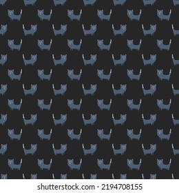 Cute cat seamless pattern. Cartoon cats background design, vector illustration