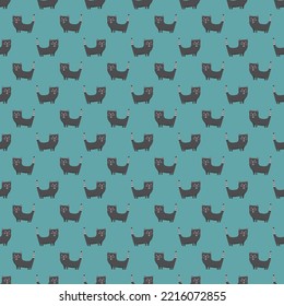 Cute cat seamless pattern. Cartoon cats background design, vector illustration