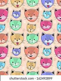 cute cat seamless pattern for children