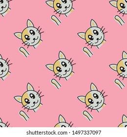 Cute Cat seamless pattern Illustration. Can use for print, template, fabric, presentation, textile, banner, poster, wallpaper