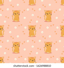 Cute cat seamless pattern. Lovely pet  concept.