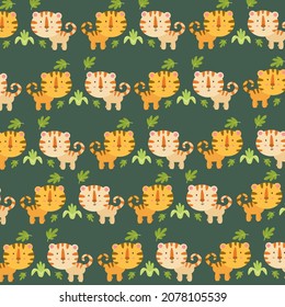 cute cat seamless pattern on white background vector flat design
