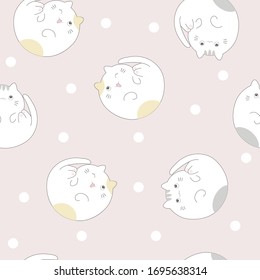 Cute cat seamless pattern. vector illustration