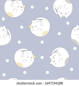 Cute cat seamless pattern. vector illustration