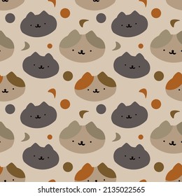 Cute Cat seamless pattern, vector illustration background.Great for wrapping paper,fabric for kids and any print art.