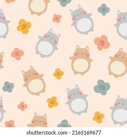 cute cat seamless pattern, vector illustration