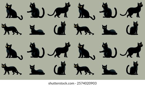 Cute cat seamless pattern vector background