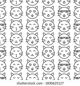cute cat seamless pattern with white background, cat icon, Fashion print design, vector illustration