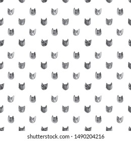 Cute cat. Seamless vector ink background