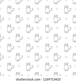 cute cat seamlesss pattern background.or card and more.