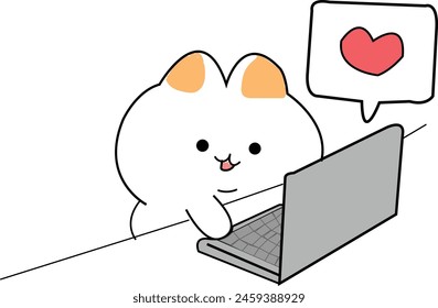 A cute cat sending love emoji Illustration
