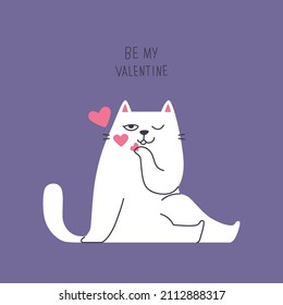 Cute cat sends a kiss. Valentine's Day