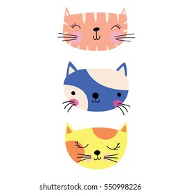 Cute cat set cartoon artwork illustration.