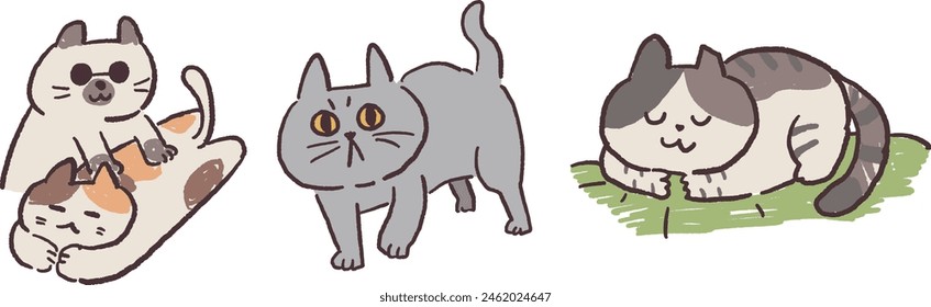 Cute cat set. Funny kitty, cute cats