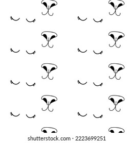 Cute cat set.Cats,noses and cute faces. Seamless pattern with cats.Collection of prints with cats.