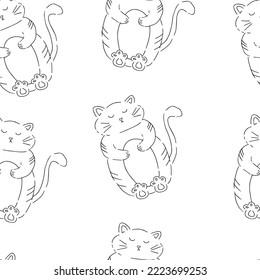 Un gato lindo. Gatos, narices y caras lindas. Patrón sin inconvenientes con los gatos.Colección de huellas con gatos.