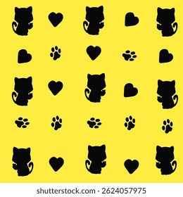 Cute cat shadows with yellow background