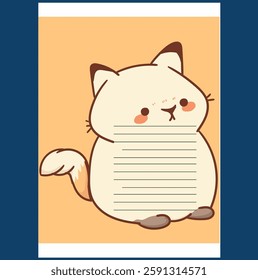cute cat shape note page