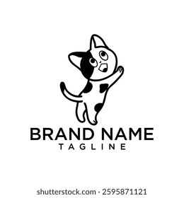cute cat shaped logo with black and white color details for a warm and friendly touch