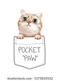 cute cat in shirt pocket cartoon illustration svg