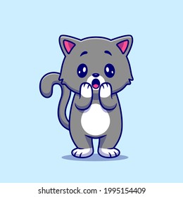 Cute Cat Shock Cartoon Vector Icon Illustration. Animal Nature Icon Concept Isolated Premium Vector. Flat Cartoon Style