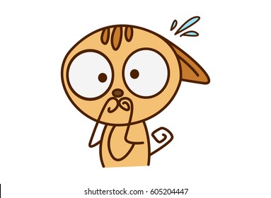 Cute Cat Shocked. vector illustration. Isolated don white background.