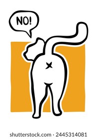 Cute cat showing butt cartoon illustration with humor typography design suitable for prints.