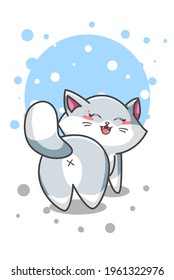 A cute cat showing her butt hand drawing