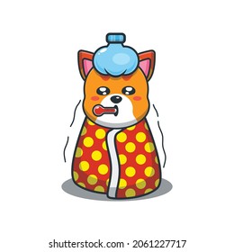 Cute cat sick cartoon vector illustration