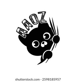 Cute cat silhouette graphic design, Cat vector illustration on white background for tattoo, t-shirt design or print