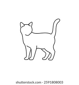 Cute Cat Silhouette Hand-Drawn Vector – Minimalist Pet Illustration for Feline Lovers, Animal Icons, Tattoo Designs, Stickers, Wall Art Decor, Logos, and Adorable Cat-Themed Graphics