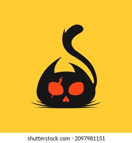 cute cat silhouette illustration vector