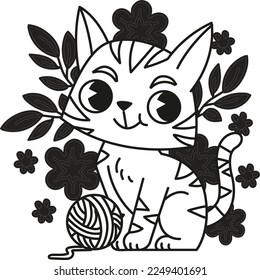 Cute Cat Silhouette Illustration Vector