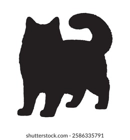 Cute Cat Silhouette with Professional Line Art - Cat Vector - Cat Illustration
