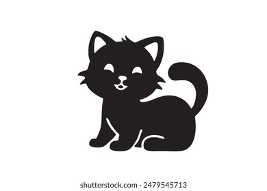 Cute cat silhouette vector design.