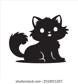 cute cat silhouette vector illustration