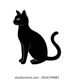 Cute Cat Silhouette Vector Illustration