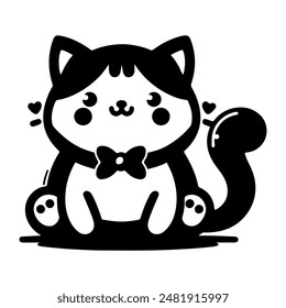 cute cat silhouette vector style with White Background