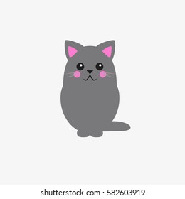 Cute cat. Simple modern geometric flat style vector illustration.