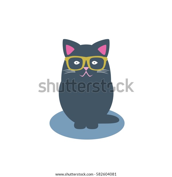 Cute Cat Simple Modern Geometric Flat Stock Vector (Royalty Free ...