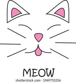 Cute cat simple vector illustration. Cat illustration print. 