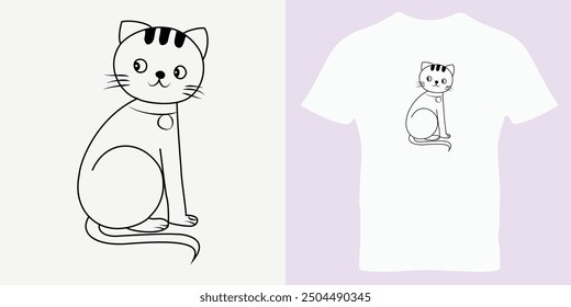 Linda Ilustración vectorial de arte de una sola línea de gato - Diseño de Clipart de arte de línea de dibujos animados. Día Mundial de la Dominación del Gato.
Dibujo continuo de una línea de gato-gatito. Impresión de la camiseta del gato.
