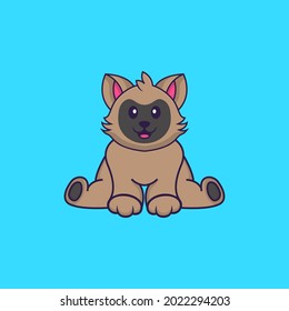 Cute cat is sitting. Animal cartoon concept isolated. Can used for t-shirt, greeting card, invitation card or mascot.