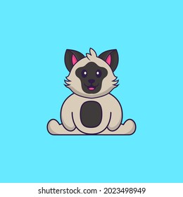 Cute cat is sitting. Animal cartoon concept isolated. Can used for t-shirt, greeting card, invitation card or mascot.